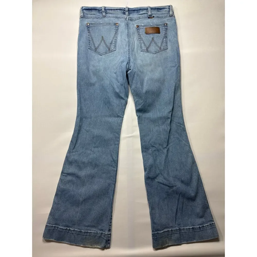 Wrangler Retro Women's High Rise Trouser‎ Flare Blue Jeans - 33x34 (35x32)